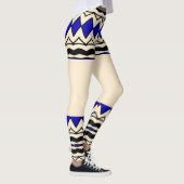 Tribal-Inspired Blue & Cream Leggings (Droite)