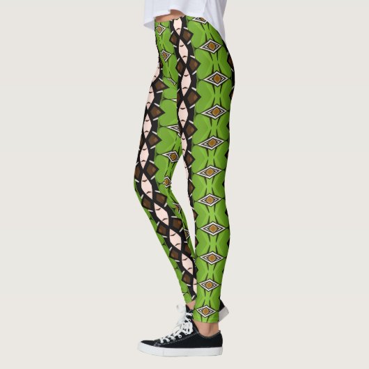 Tribal Inspired Green Patterned Leggings (Gauche)