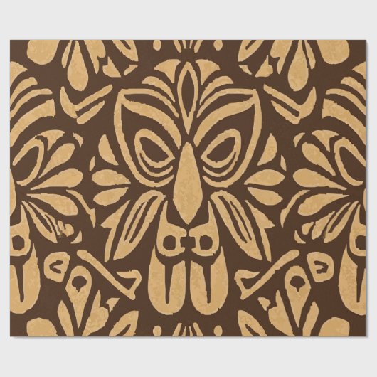 Tribal-Inspired Tiki Brown Pattern with Island Vib Cadeaupapier (Vlak)