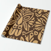 Tribal-Inspired Tiki Brown Pattern with Island Vib Cadeaupapier (Uitgerold)