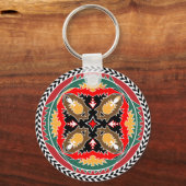 Tribal-kerstbos Pine Cone Embleem Sleutelhanger (Voorkant)