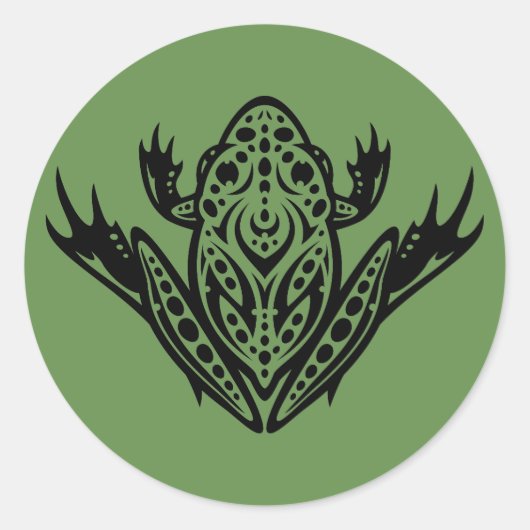 Tribal Leopard Frog Ronde Sticker (Voorkant)