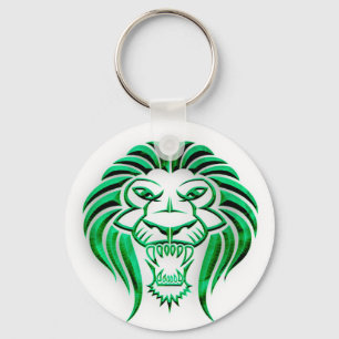 Tribal Lion Head-Green Sleutelhanger