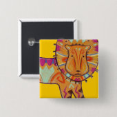 Tribal Lion Vierkante Button 5,1 Cm (Voorkant /achterkant)