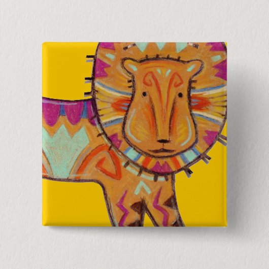 Tribal Lion Vierkante Button 5,1 Cm (Voorkant)