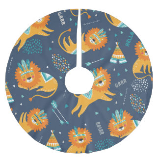 Tribal Lions Cartoon naadloos patroon Kerstboom Rok