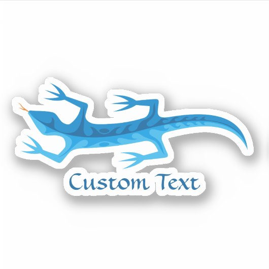 Tribal Lizard Blue Sticker (Voorkant)