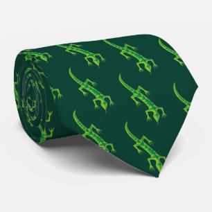 Tribal Lizard Green Pattern Stropdas