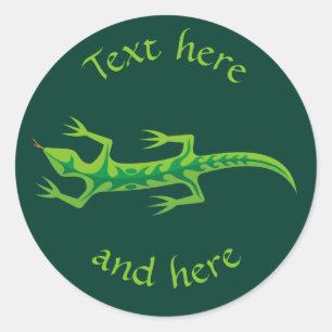 Tribal Lizard Green Ronde Sticker