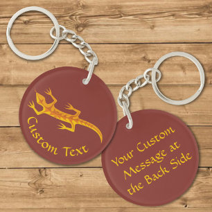 Tribal Lizard Oranje Sleutelhanger