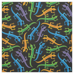 Tribal Lizards Colorful Patroon Stof