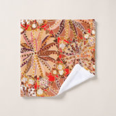 Tribal Mandala Print, Brown, beige et rouge (Gant de toilette)
