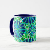 Tribal Mandala Print, Cobalt Blue en Green Mok (Voorkant links)