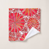 Tribal Mandala Print, Coral rouge et blanc (Gant de toilette)