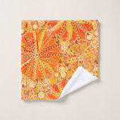 Tribal Mandala Print, Orange and Mustard Gold (Gant de toilette)
