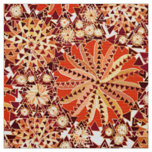 Tribal Mandala Print, Rust Oranje en Brown Stof