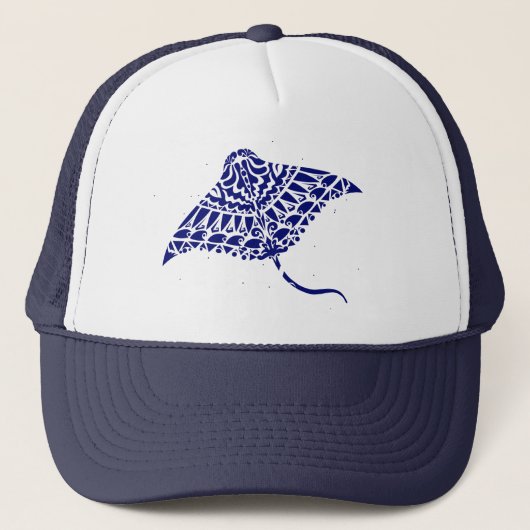 Tribal Manta Ray Cool Blue Trucker Pet (Voorkant)