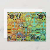 Tribal Mask Pattern Vertaald met Gold Briefkaart (Voorkant / Achterkant)