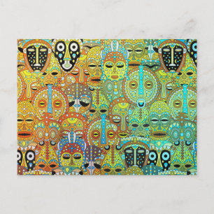 Tribal Mask Pattern Vertaald met Gold Briefkaart