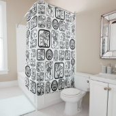 Tribal MAYA oud maskerpatroon 1 Douchegordijn (In situ)