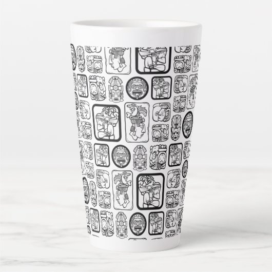 Tribal MAYA oud maskerpatroon 1 Latte Mok (Voorkant)