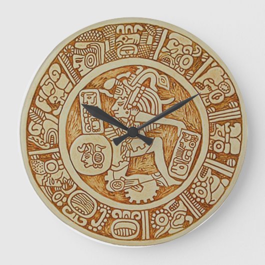 Tribal Maya Warrior Round Wall klok - Aztec-klok (Voorkant)