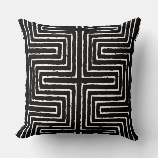 Tribal Maze Mud Cloth Pattern African Kussen (Voorkant)