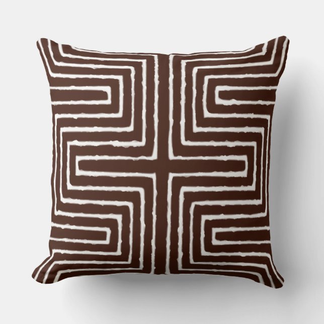 Tribal Maze Mud Cloth Pattern African Kussen (Voorkant)