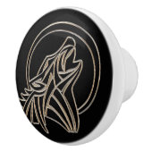 Tribal Metallic Howling Wolf Emblem Keramische Knop (Rechts)