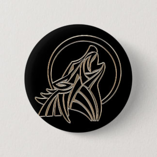 Tribal Metallic Howling Wolf Emblem Ronde Button 5,7 Cm