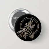 Tribal Metallic Howling Wolf Emblem Ronde Button 5,7 Cm (Voorkant /achterkant)