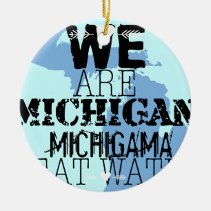 Tribal Michigan Michigama Great Waters Up North Keramisch Ornament