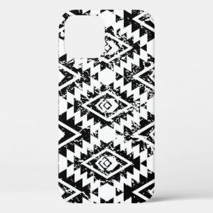 Tribal Navajo: zwart wit geometrisch. iPhone 12 Hoesje