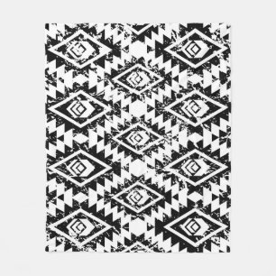 Tribal Navajo: zwart wit geometrisch. Fleece Deken