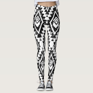 Tribal Navajo: zwart wit geometrisch. Leggings