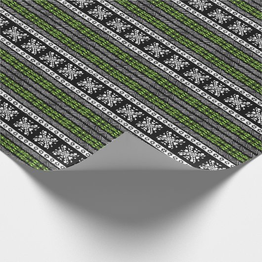 Tribal Navajo, zwart wit groen patroon. Cadeaupapier (Hoek)