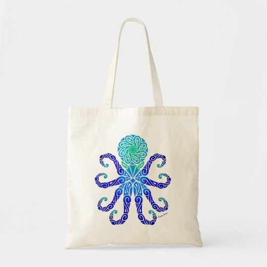 Tribal Octopus Blues/Greens Canvas tas (Voorkant)