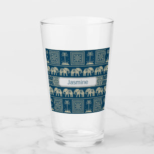 Tribal Olifant & Bomen Gepersonaliseerd Glas