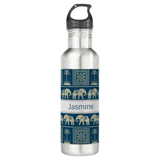 Tribal Olifant & Bomen Gepersonaliseerd Waterfles (Voorkant)