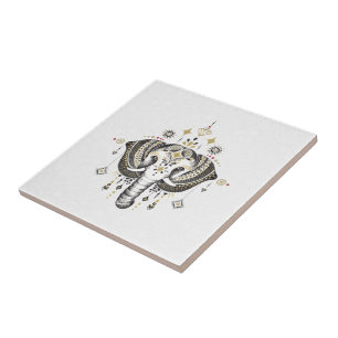 Tribal olifant hoofd illustratie visitekaartje sq tegeltje