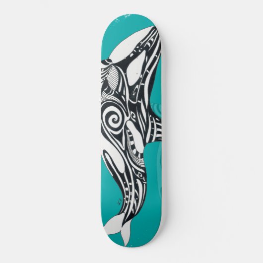 Tribal Orca Brushed Blauwgroen Skateboard (Voorkant)