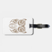 Tribal Owl Line Art Modern Bruin Abstract Bagagelabel (Achterkant horizontaal)