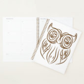 Tribal Owl Line Art moderne Brown Abstrait (Devant avec enveloppe)