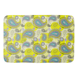 Tribal Paisley Patroon Citroengeel Turkoois Badmat
