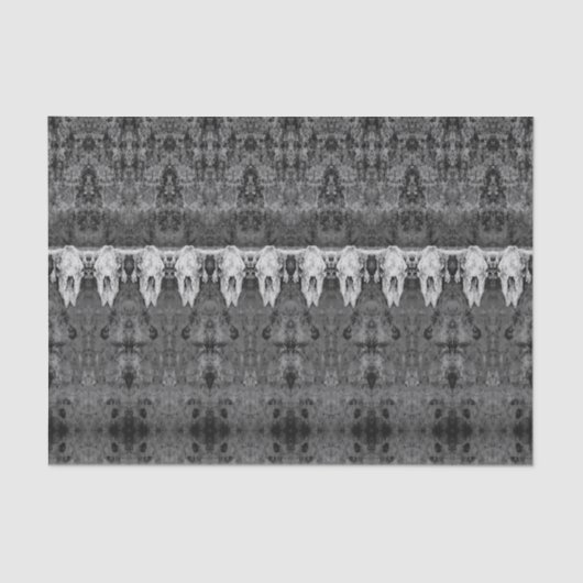  Tribal Pattern Grey Bull Koe schedel Tissuepapier (Voorkant)