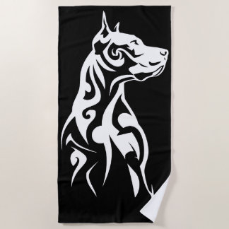 Tribal Pitbull Minimal Black and White Design Strandlaken