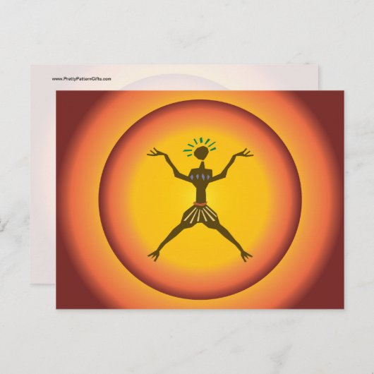 Tribal Primitief Man dat Zonneontwerp opblaast Briefkaart (Voorkant / Achterkant)