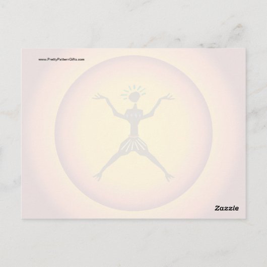 Tribal Primitief Man dat Zonneontwerp opblaast Briefkaart (Achterkant)