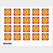 Tribal Primitief Man dat Zonneontwerp opblaast Vierkante Sticker (Vel)