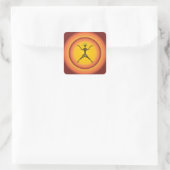 Tribal Primitief Man dat Zonneontwerp opblaast Vierkante Sticker (Tas)